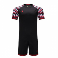 011 Customize Team Black&Red Soccer Jersey Kit(Shirt+Short)