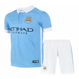 Manchester City Home Blue Jersey Kit(Shirt+Shorts) 2015-2016 Without Brand Logo