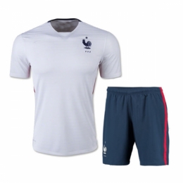 France Away White Jersey Kit(Shirt+Shorts) 2015 Without Brand Logo