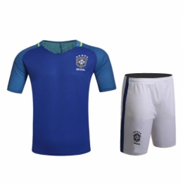 Brazil Away Blue Jersey Kit(Shirt+Shorts) 2016 Without Brand Logo