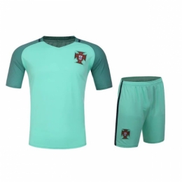 Portugal Away Green Jersey Kit(Shirt+Shorts) 2016 Without Brand Logo